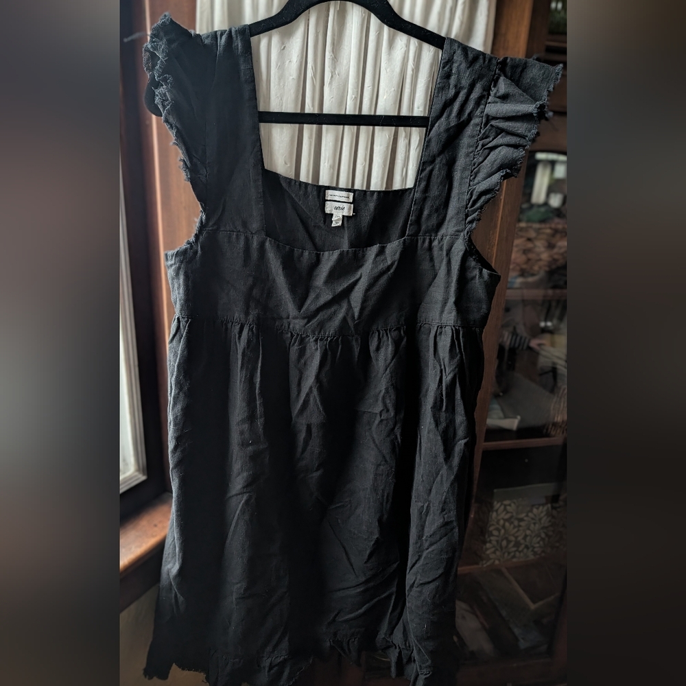 Aerie Black Ruffle Sleeve Mini Dress